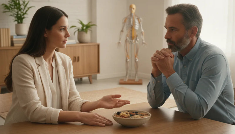 Healthcare professional discussing nerve nutrition with an adult
