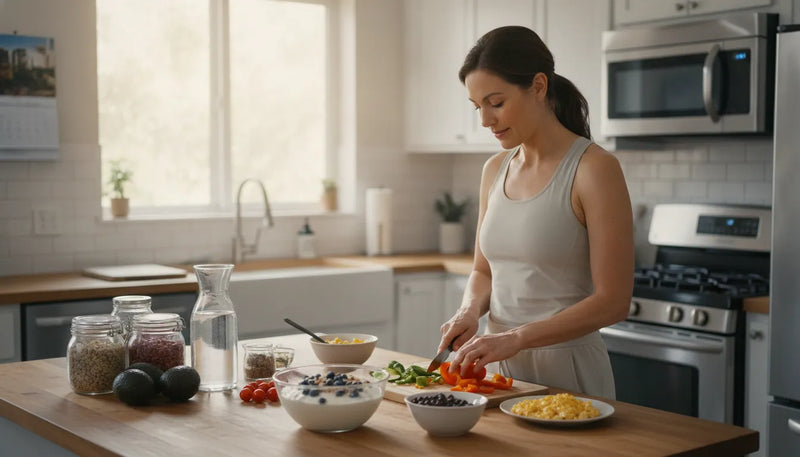 Woman preparing a nutritious meal before surgery