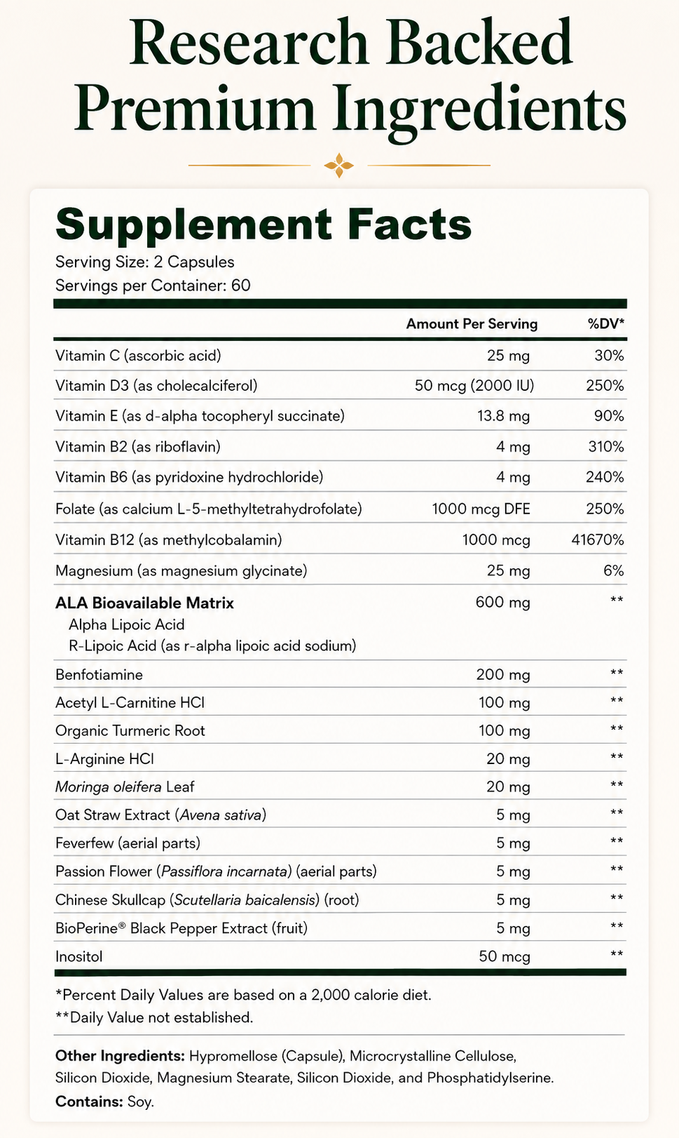 Neurazenx® con matriz R-ALA | 1200mg Supplement Facts